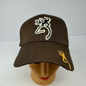 NEW Browning Camo Logo Brown Hat Cap Gold Brim Logo Adjustable L1